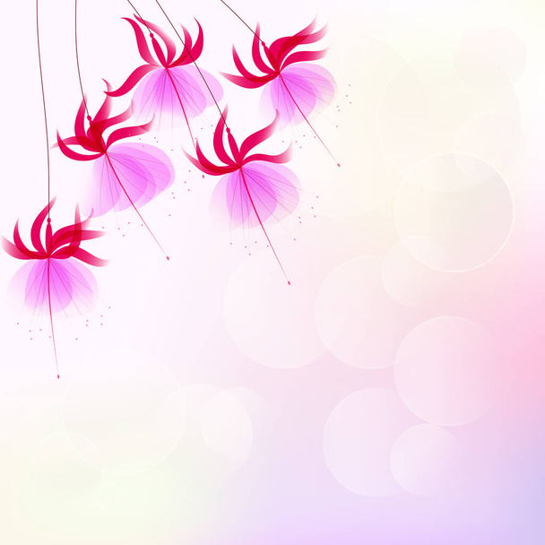 Бизнес-шаблон или обложка с розовыми полупрозрачными цветами фуксии - векторная иллюстрация  - Вектор,изображение