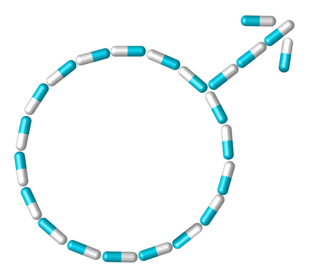 Σύμβολο του αρσενικού από φαρμακευτικές κάψουλες - εικονογράφηση φορέα  - Διάνυσμα, εικόνα
