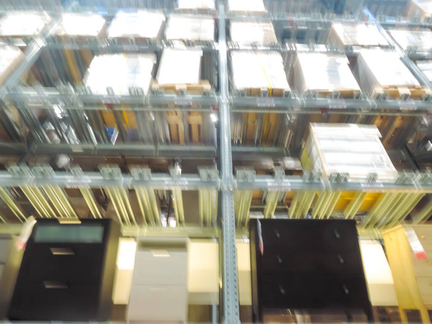 Blurred Background Image of Shelf in Warehouse or Storehouse - Photo, Image