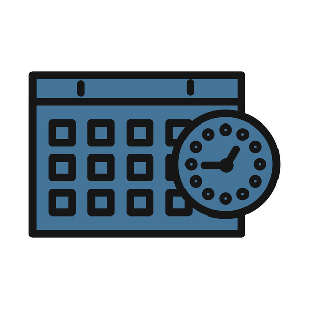 Calendar with clock line isolated vector icon can be easily modified and edit - Vector, Image