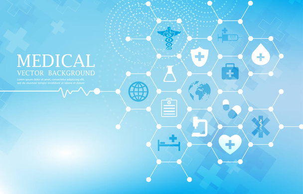 vector abstracto iconos médicos set.blue fondo de pantalla médica - Vector, Imagen