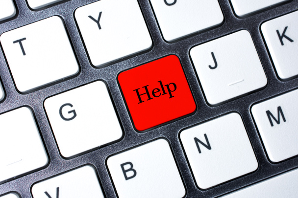 Botão de ajuda no teclado do computador branco - Foto, Imagem