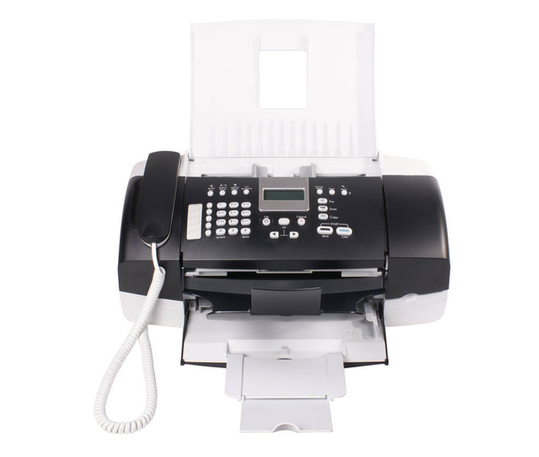 Multifunctionele kantoorprinter op witte achtergrond - Foto, afbeelding