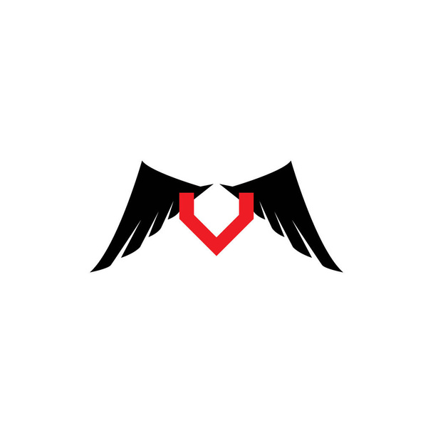 Vleugel met V letter logo ontwerp vector - Vector, afbeelding
