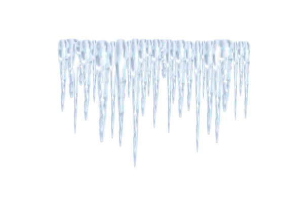 conjunto de elementos nevados, icicles e bonés no fundo de inverno. - Vetor, Imagem