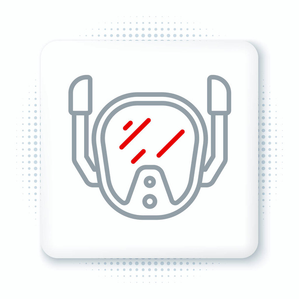 Line Diving mask icon isolated on white background. Extreme sport. Diving underwater equipment. Colorful outline concept. Vector. - Vector, Image
