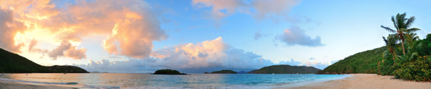 Playa puesta de sol panorama
 - Foto, Imagen