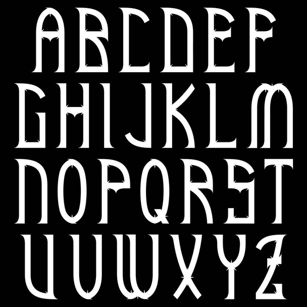 Vector decorative alphabet.White letters on black background. - Wektor, obraz