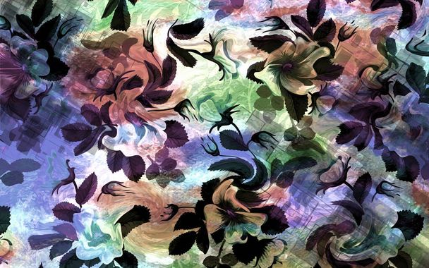 абстрактный цветочный узор с текстурой ткани - Фото, изображение