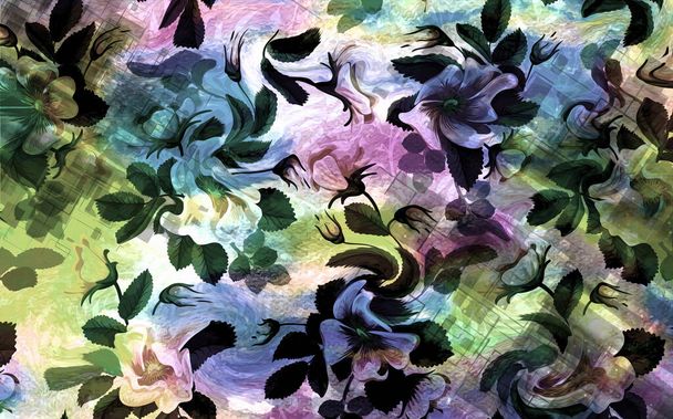 abstract floral pattern with fabric texture - Photo, Image
