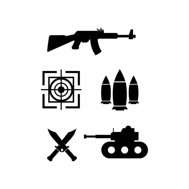 Wapen logo en leger soldaat sniper schot vector Ontwerp Illustratie militaire schot revolver  - Vector, afbeelding