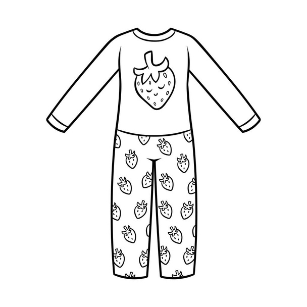 Libro para colorear para niños, Pijamas para niñas - Vector, imagen