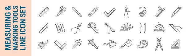 Measuring & marking tools. Vector isolated line icon set. Collection - Vector, Image