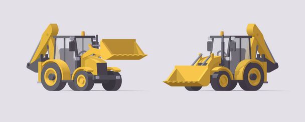 Vector isolated backhoe loader & excavator. Illustration. Collection - Vector, Image