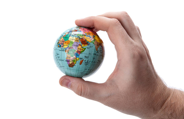 earth globe in human hand on white background - Photo, Image