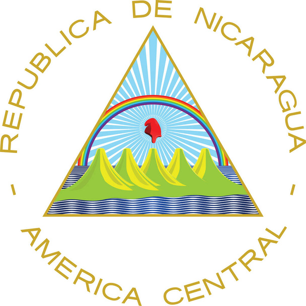 Virallinen nykyinen Nicaraguan hallitsevan puolueen perustuslaillisen tasavallan vektorivaakuna - Vektori, kuva