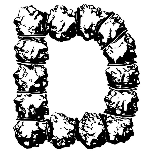Wire bandaged uppercase letter isolated on white background.Grunge font. - Vector, Image
