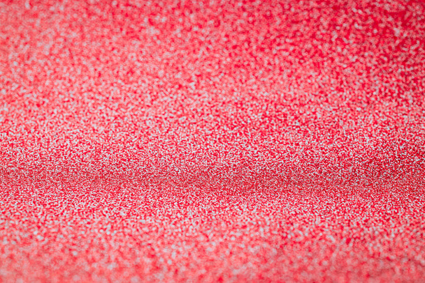 Abstract red design, Christmas glitter red background with bright sparkle bokeh texture for xmas shine silver pattern. Blurred vintage lights with copy space. Defocused - Photo, Image