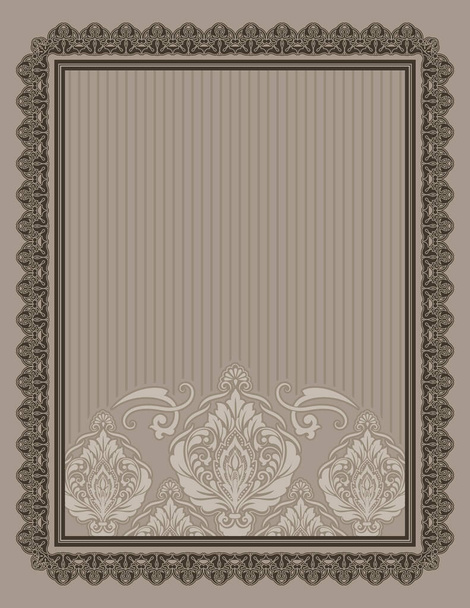 Striped background with decorative patterns and ornamental vintage border. - Foto, Imagen