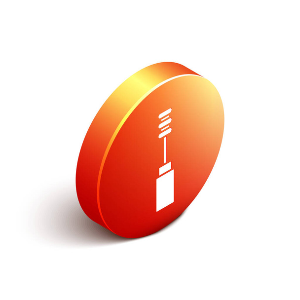 Isometric Mascara brush icon isolated on white background. Orange circle button. Vector. - Vector, Image