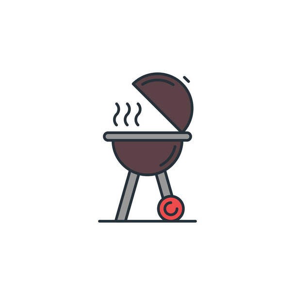 Grill bbq icon, color, line, outline vector sign, linear style pictogram isolated on white. Symbol, logo illustration - Vector, Image