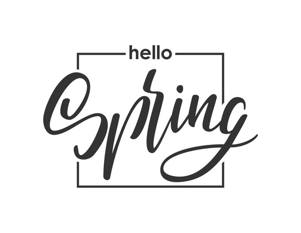 Vector illustration: Handwritten lettering composition of Hello Spring. Hand drawn modern brush calligraphy design. - Вектор, зображення