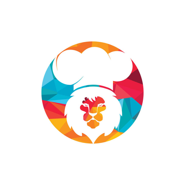 Šablona designu loga šéfkuchaře lva. Logo restaurace potravin koncept. - Vektor, obrázek