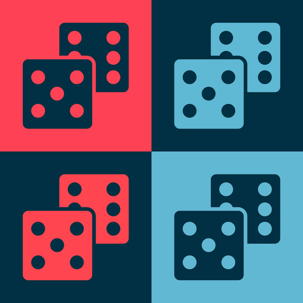 Pop art Spel dobbelstenen pictogram geïsoleerd op kleur achtergrond. Casino gokken. Vector. - Vector, afbeelding
