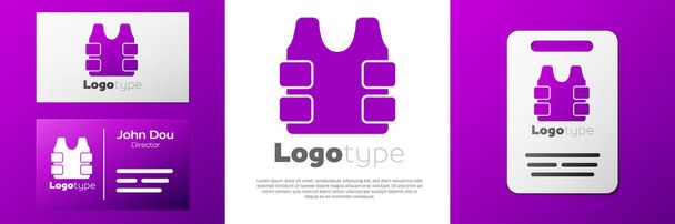 Logotype Bulletproof vest for protection from bullets icon isolated on white background. Body armor sign. Military clothing. Logo design template element. Vector. - Vector, Image
