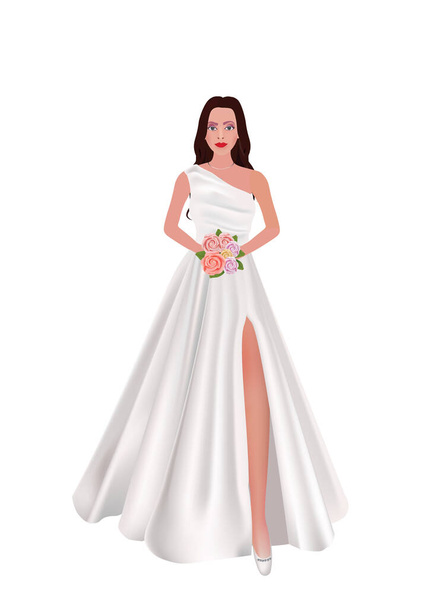 Mujer con vestido de novia. ilustración vectorial - Vector, imagen