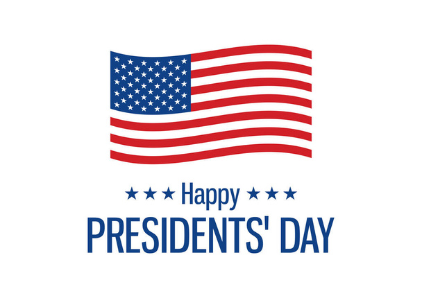 Happy Presidents' Day Sign with american flag icon vector. Waving american flag icon isolated on a white background. Happy Presidents' Day vector illustration. American holiday vector. Important day - Vector, Image