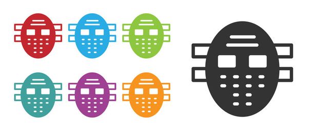Icona maschera da hockey nero isolato su sfondo bianco. Set icone colorate. Vettore. - Vettoriali, immagini