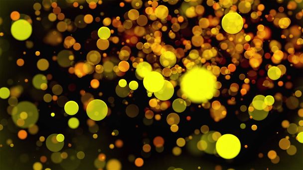 きらびやかな金の円のクリスマスの背景ボケ。コンピュータによる3Dレンダリング - 写真・画像