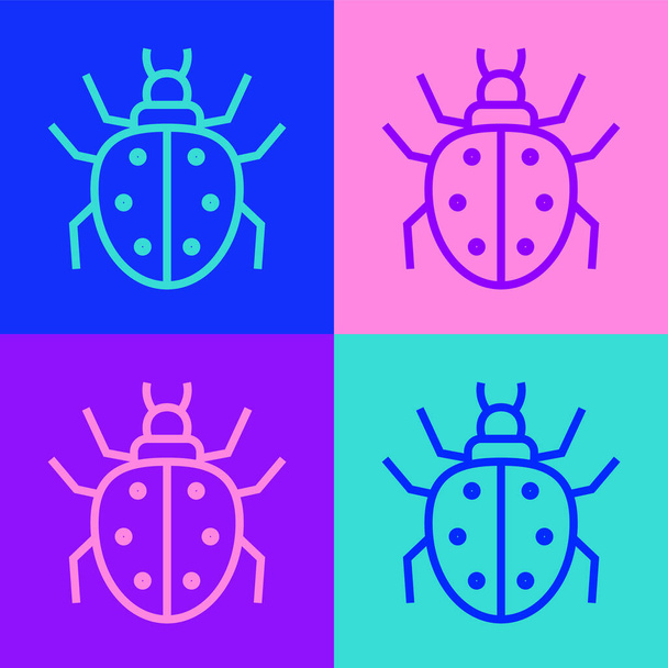 Pop art line Mite icon isolated on color background.  Vector. - Vector, Image