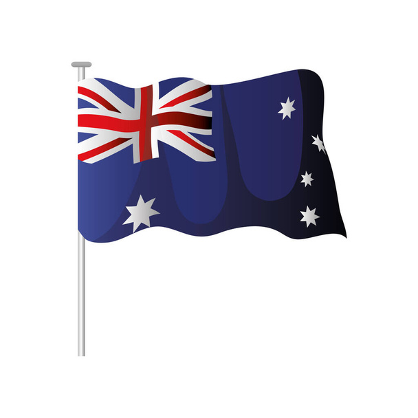 australie jour, agitant drapeau australien dans le patriotisme pôle - Vecteur, image