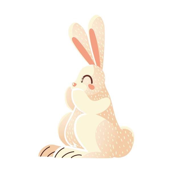niedliche weiße Kaninchen Karikatur Tier Symbol über weißem Hintergrund Design - Vektor, Bild