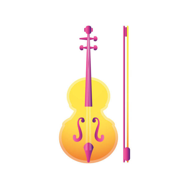 fiddle instrument string music classical icon design - Vector, Image