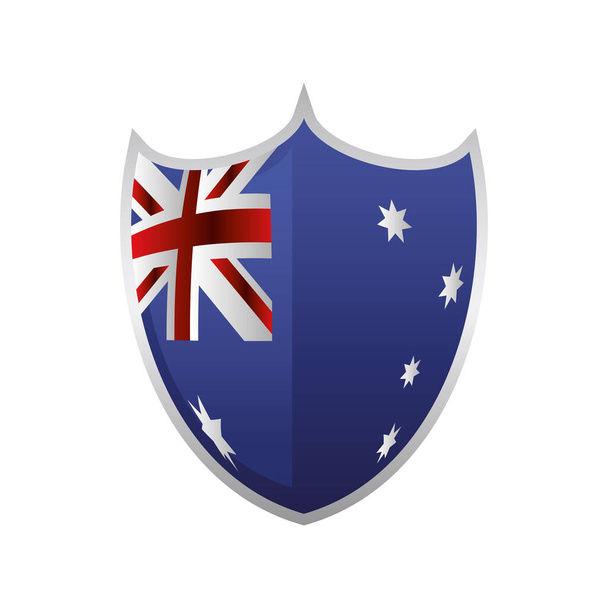 australia day, australian flag in shield emblem icon - Vektor, obrázek