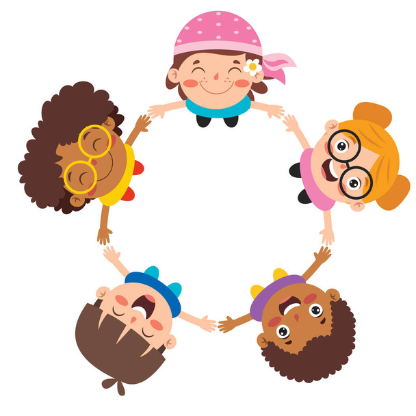 gelukkig multi etnische kinderen spelen samen - Vector, afbeelding