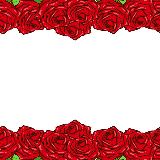 Ramka Róże Pocztówka Tło Walentynki Dzień Kobiet Romantyczny nastrój Tło Kwiaty - Wektor, obraz