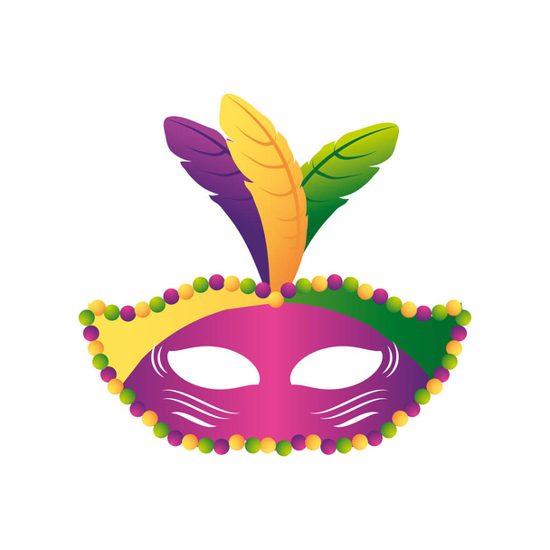 mardi gras carnaval masker met kralen en veren decoratie - Vector, afbeelding