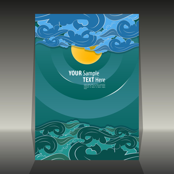 Flyer or cover design, sky and sea - Vector, afbeelding