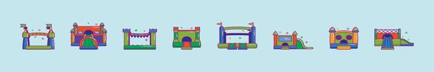 conjunto de salto casa desenho animado ícone modelo de design com vários modelos. ilustração vetorial moderna isolado no fundo azul - Vetor, Imagem