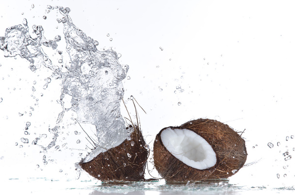 Coconuts with water splash - 写真・画像