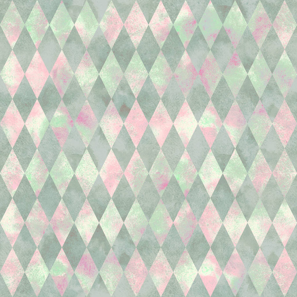 Alice in Wonderland style watercolor diamond rhombus  seamless pattern  - Foto, Imagem