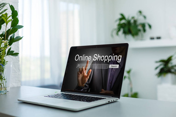 online shopping or internet shop concepts, with a laptop - Фото, изображение