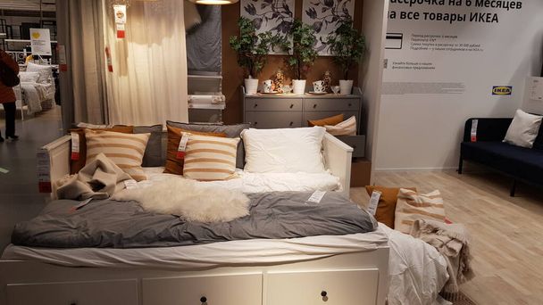 Russia, St. Petersburg 02,01,2021 Beds for sale in Ikea store - 写真・画像