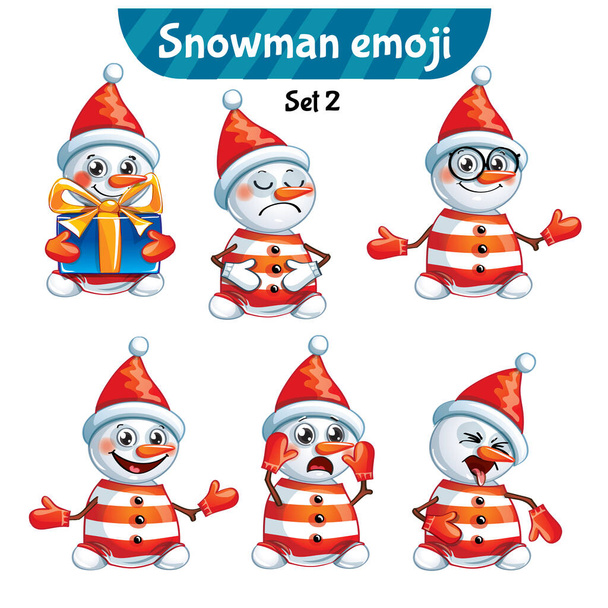 Векторный набор симпатичных снежных персонажей. Комплект 2 - Вектор,изображение