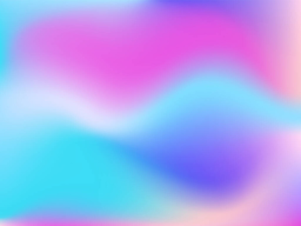Fondo holográfico. Patrón futurista difuminado de malla lisa brillante en colores rosa, azul, verde. Vector de anuncios de moda. Gradiente intensivo de espectro holográfico para productos impresos, cubiertas. - Vector, Imagen