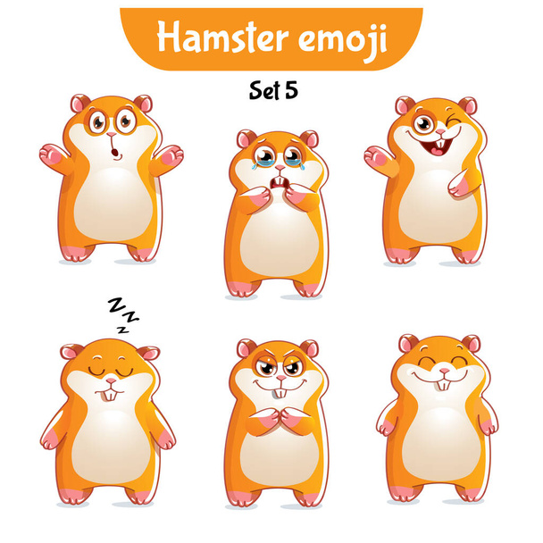 Vector set of cute hamster characters. Set 5 - Vector, Image